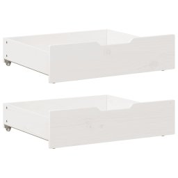 Sertare de pat, 2 buc., 75x55x16 cm, alb, lemn masiv de pin GartenMobel Dekor