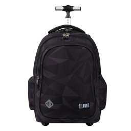 Ghiozdan Troler, St.Right, Roti Silicon, Impermeabil, Geometric Grey TB01, 44x32x25cm
