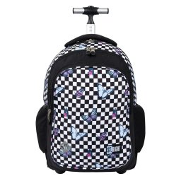 Ghiozdan Troler, St.Right, Roti Silicon, Impermeabil, Chessboard Butterflies TB01, 44x32x25cm