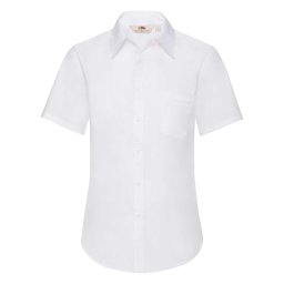 FRUIT OF THE LOOM F18•LADIES SHORT SLEEVE POPLIN SHIRT