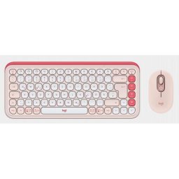 Kit tastatura si mouse Logitech Pop Icon Combo, Bluetooth, Roz