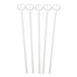 Set 25 bete albe cu rozete pentru baloane folie 40 cm