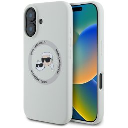 Husa Husa pentru iPhone 16 - Karl Lagerfeld Silicone MagSafe (KLHMP16SSKCHTCE) - Beige Karl&Choupette Head