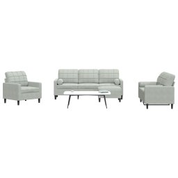 Set de canapele cu perne, 4 piese, gri deschis, catifea GartenMobel Dekor