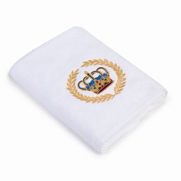 Prosop baie Brodate Alb/Colorat cu broderie color, Model Regina day bumbac 100%