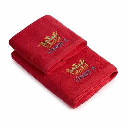 Set 2 Prosoape baie Brodate Alb/Colorat cu broderie color, Nume, bumbac 100%