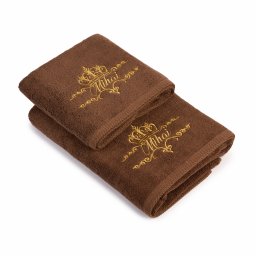 Prosop baie Brodate Alb/Colorat cu broderie color, Model rege, bumbac 100%