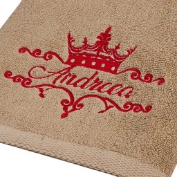Prosop baie Brodate Alb/Colorat cu broderie color, Model regina, bumbac 100%