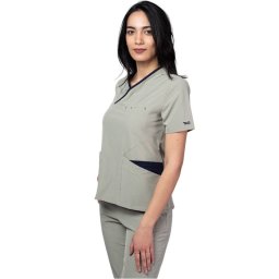 Costum medical Onyx dama - gri cu paspol bluemarin