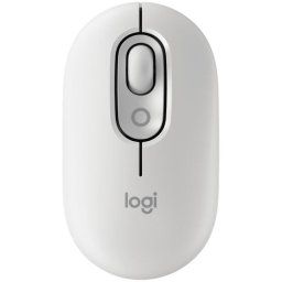 Mouse Wireless Logitech POP cu emoji, Bluetooth, Silent Touch, 3 Way Easy-Switch, Off-White