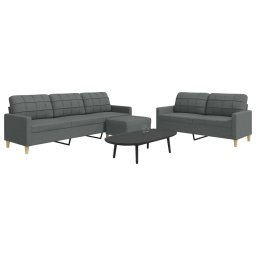Set de canapele cu taburet, 3 piese, gri închis, textil GartenMobel Dekor