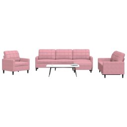 Set de canapele cu perne, 4 piese, roz, catifea GartenMobel Dekor