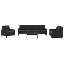 Set de canapele cu perne, 4 piese, negru, catifea GartenMobel Dekor