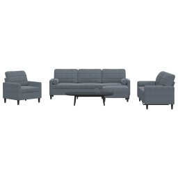 Set de canapele cu perne/rulouri, 4 piese, gri închis, catifea GartenMobel Dekor