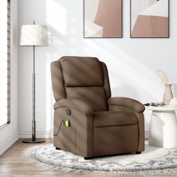 Fotoliu de masaj rabatabil, maro, material textil GartenMobel Dekor