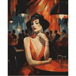 Set pictura pe numere, cu sasiu, Femeie in club - art deco, 40x50 cm