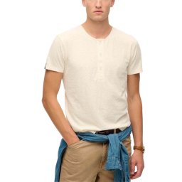 SUPERDRY Top D2 Stud Merchant Ss Grandad Jersey M1012185A c1t oyster cream