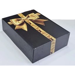 Cutie cadou, design negru cu funda aurie, 330x240x90 mm