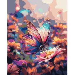Set pictura pe numere, cu sasiu, Fluture si nectar, 40x50 cm