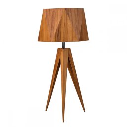Veioza tripod Angular QN-ANGULAR-TL-TEAK, 1xE27, H62cm, lemn de tec