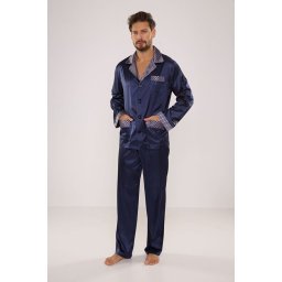 Pijamale pentru bărbați din satin Adam albastru