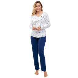 Pijama de damă Lila alb cu buline