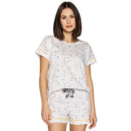 Pijama damă Sofia albă cu flori