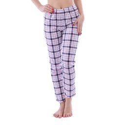 Pantaloni de pijama damă Magda roz-gri