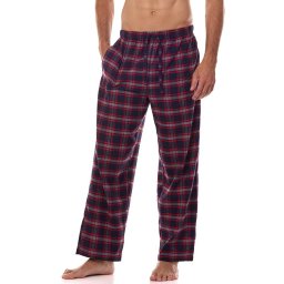 Pantaloni de pijama din flanel Ben roșu-albastru