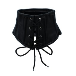 Kiotos Leather Lace-Up Corset Collar Black