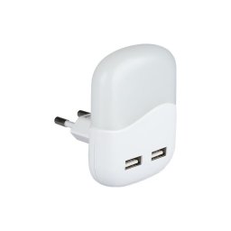 Corp de iluminat LED de veghe pentru priză cu senzor de mișcare 2xUSB LED/0,45W/230V 4000K