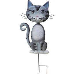 Decoratiune gradina, MagicHome, pisica, cu tarus, metalica, gri, 25.5x3.5x61 cm GartenVIP DiyLine