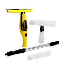 Aspirator de geamuri si oglinzi, electric, maner telescopic 65 cm, stergator/curatator fara fir cu acumulator 200 mAh, 280 ml, laveta microfibra GartenVIP DiyLine