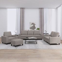 Set de canapele, 4 piese, gri taupe, textil GartenMobel Dekor