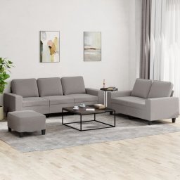 Set de canapele, 3 piese, gri taupe, textil GartenMobel Dekor