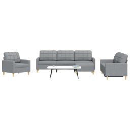 Set canapele cu taburet, 4 piese, gri deschis, textil GartenMobel Dekor