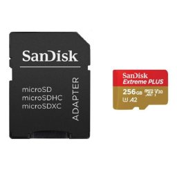 Card de memorie SanDisk Extreme Plus, MicroSDXC, 256 GB, UHS-I U3, Clasa 10, V30 + Adaptor SD