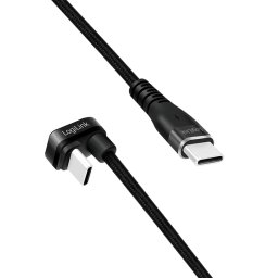 CABLU alimentare si date LOGILINK, pt. smartphone, USB 2.0, USB Type-C (T) la USB Type-C (T) la 180 grade, 3m, 2 x ecranat, aluminiu, negru