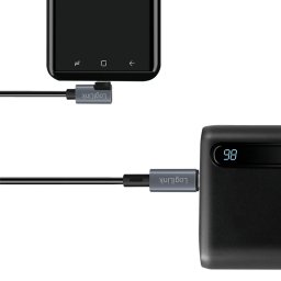 CABLU alimentare si date LOGILINK, pt. smartphone, USB 2.0, USB Type-C (T) la USB Type-C (T) la 90 grade, 1m, PD 100W, 2 x ecranat, plastic, negru