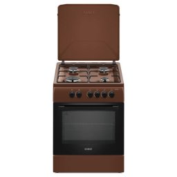 Aragaz Samus SM664MBS, 4 arzatoare, cuptor pe gaz, 60 cm, timer, capac metalic, Maro