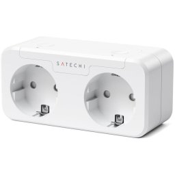 Priza inteligenta Satechi compatibila Apple Homekit Dual Smart Outlet (EU), 120V, 15 A, Alba
