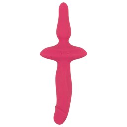 Couples Choice - Vibrator 2 în 1 și plug anal - silicon roz