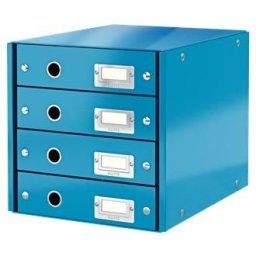 Suport cu 4 sertare, din carton laminat, LEITZ Click & Store - albastru
