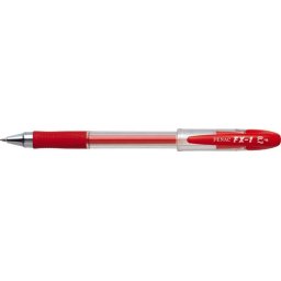 Pix cu gel PENAC FX-1, rubber grip, 0.7mm, con metalic, corp transparent - scriere rosie