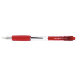 Pix PENAC CCH-3, cu mecanism, rubber grip, 0.7mm, corp transparent - scriere rosie