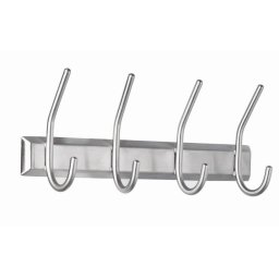Cuier metalic de perete ALCO, cu 4 agatatori metalice, tip carlig - argintiu