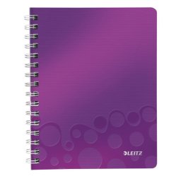 Caiet de birou LEITZ Wow, PP, A5, cu spira, matematica - mov metalizat