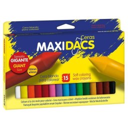 Creioane cerate groase, cutie carton, 15 culori/cutie, ALPINO MaxiDacs