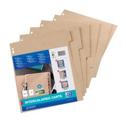 Separatoare carton reciclat, A4, 6 buc/set, OXFORD Touareg - bej natural
