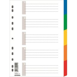 Separatoare plastic color, A4, 120 microni, 5 culori/set, DONAU
